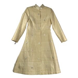 Nazila Couture sz Medium Raw Silk Sherwani Tunic Coat Jacket Metal Studs NWT
